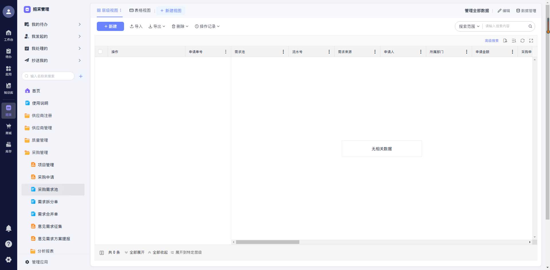 竞价招投标全流程与成本自动核算界面